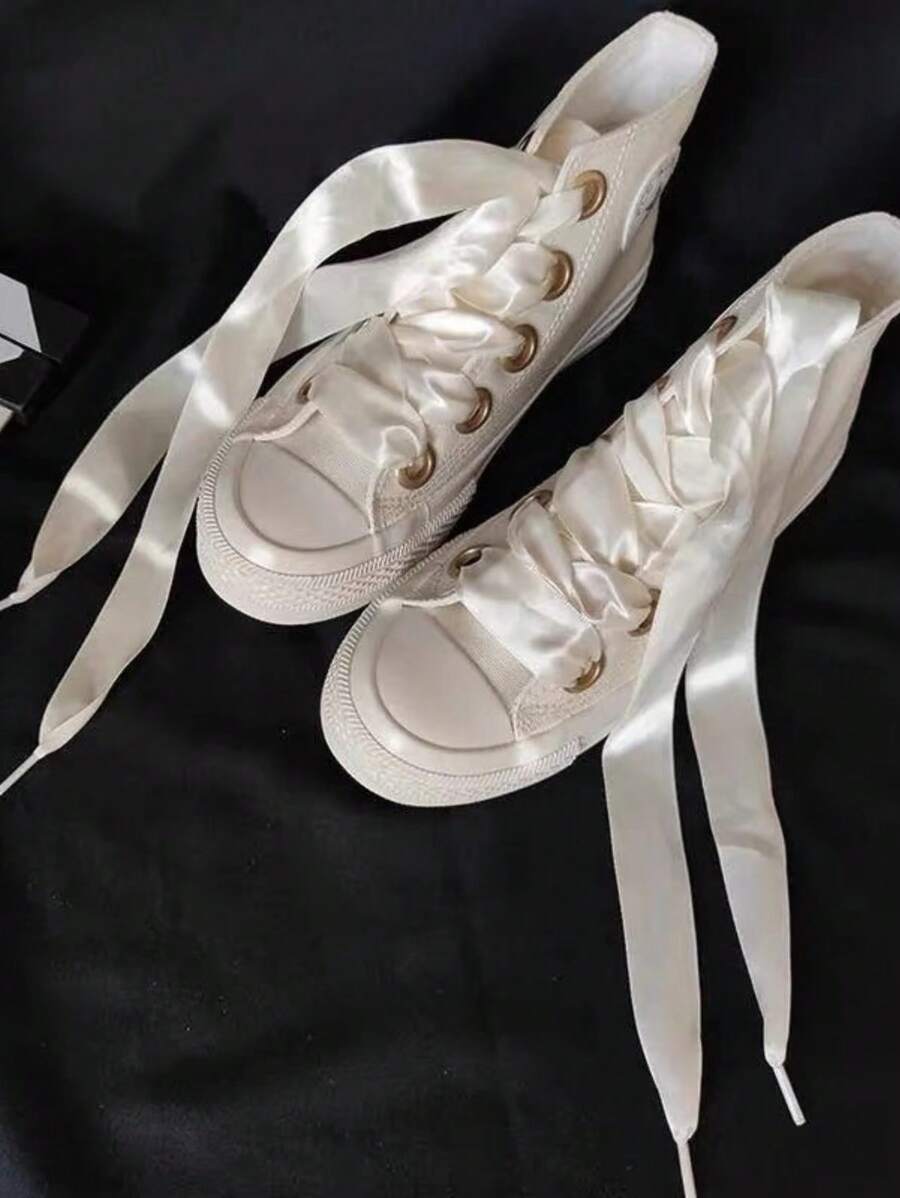 2.0cm Wide Personalized Flat Lace Woven Satin Shoelaces, Suitable For Sneakers And Canvas Shoes - Multicolor - View 1