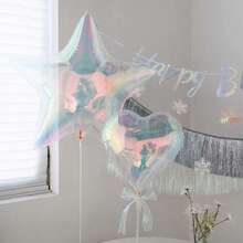 6pcs 19-Inch Transparent Colorful Star Heart Round Foil Balloons For Birthday Wedding Engagement Party Decor - Multicolor - View 3