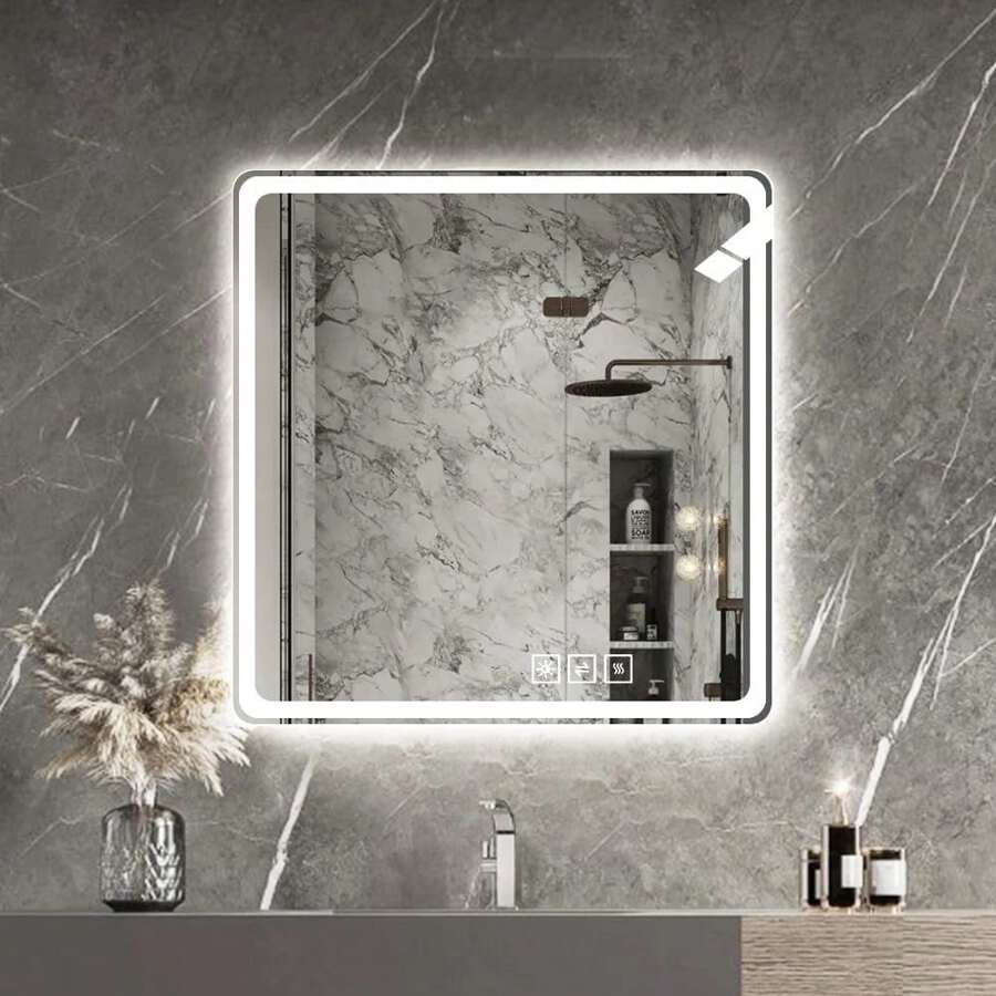36X36 Inch LED Bathroom Mirror Vanity Mirrors With Front Lights Wall Mounted AntiFog Frameless