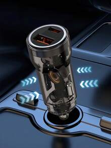 1 个 48W 汽车点烟器充电器，透明 PC 材质，氛围灯设计，USB 18W 超级快速充电，PD 30W 快速充电，迷你车载充电器 - 彩色 - 查看 4