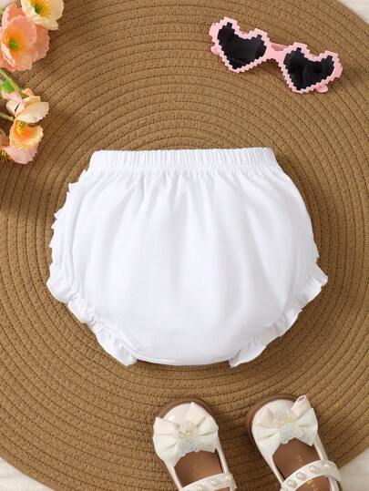 Quần short cotton đơn giản và dễ thương cho bé gái mới đến cho áo khoác ngoài