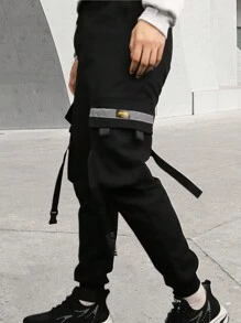 Pantalones negros clásicos de estilo informal para hombre, pantalones suaves cómodos y transpirables, aptos para correr, bailar en la calle, joggers,hacer deporte y para el día a día. - Negro - Ver 5