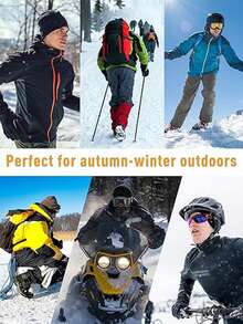 1 Peça Gorro de Lã Grossa Tricotado para Inverno, Máscara Facial de Inverno, Máscara de Esqui, Balaclava Tricotada Quente, Máscara Facial de Lã à Prova de Vento Unissex Adequada para Esportes ao Ar Livre, Viagens e Compras. - Multicolorido - Visão 2