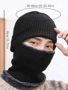 1 Peça Gorro de Lã Grossa Tricotado para Inverno, Máscara Facial de Inverno, Máscara de Esqui, Balaclava Tricotada Quente, Máscara Facial de Lã à Prova de Vento Unissex Adequada para Esportes ao Ar Livre, Viagens e Compras. - Multicolorido - Visão 7