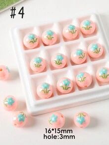 Hand-Painted Beads, Flower Series Round Beads, Acrylic Creative Beads, Variety Of Elegant And Cute Colors Suitable For Festivals, Gifts, Matching Accessories, And Daily DIY - Hand Painted Flower Beads - View 13
