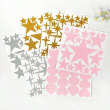 1pc Glitter Heart & Star Wall Sticker, Cartoon Decal For Home Decoration, Wardrobe, Mirror, Cup, Glass - Self-Adhesive Glitter Sticker - Multicolor - View 13