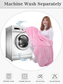 1 Pcs Wearable Blanket Sweatshirt Gifts For Women And Men, Warm And Cozy Giant Blanket Hoodie, Thick Flannel Blanket With Sleeves And Giant Pocket - 亮粉紅色 - 查看 6