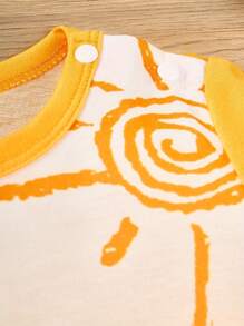 Baby Boy Casual Cartoon Animal Print Romper, sommar - Gul - Visa 3