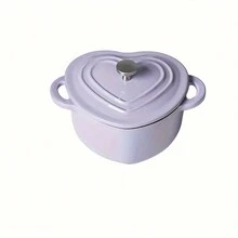 1 pieza Olla de hierro fundido esmaltada con forma de corazón de 10 cm, olla para leche antiadherente, olla para sopa, olla para guiso para uso doméstico