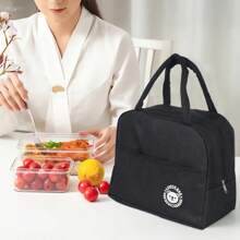 1 件黑熊印花阳离子铝箔保温午餐袋，便携式保温食品容器 - 黑色 - 查看 3