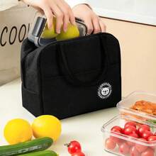 1 件黑熊印花阳离子铝箔保温午餐袋，便携式保温食品容器 - 黑色 - 查看 1