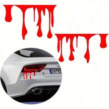 Halloween Car Personalized Stickers Horror Fake Blood Splatter Decals Car Styling Hood, Tail Light Scratch Covers - Red and White - View 2