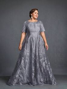 Plus Size Mother Of The Bride Dresses Elegant Dress - Grey - View 4
