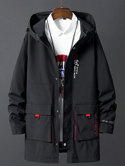 Ponadgabarytowa kurtka wiatrówka męska wiosna jesień długa, luźna codzienna odzież wierzchnia 2024 nowa kurtka z kapturem unisex