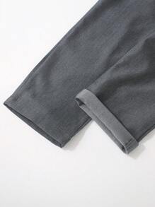 Young Boy Solid Casual Elastic Waist Long Pants, Spring & Autumn - Grey - View 5