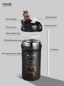 1 pieza, Vaso de viaje de acero inoxidable de 600ml, apto para bebidas frías y calientes, crema. Gran regalo para la vajilla, artículos de cocina, útiles escolares, accesorios de viaje en verano e invierno 2025 Vuelta al cole