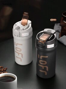 1 pieza, Vaso de viaje de acero inoxidable de 600ml, apto para bebidas frías y calientes, crema. Gran regalo para la vajilla, artículos de cocina, útiles escolares, accesorios de viaje en verano e invierno 2025 Vuelta al cole