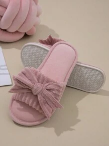 Women Butterfly Memory Foam Open Toe Fluffy Slippers Plush Soft Sole Indoor Home Shoes - Pink - View 3