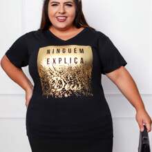 Golden T-Shirt Print No One Explains God - 黑色 - 查看 3