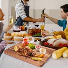 1pc Wooden Pizza Board With Acacia Wood Round Chopping Block And Handle, Suitable For Kitchen Decoration Board. Flipable --- One Side For Cutting Vegetables, The Other For Serving Or Entertaining, To Hold Pizza, Cookies, Bread, Cheese And Meat. It Is A Gift For Parents, Neighbors, Weddings, Thanksgiving, Christmas, Housewarming, Birthdays, Mother's Day And Father's Day. - Acacia Wood Cutting Board - View 8