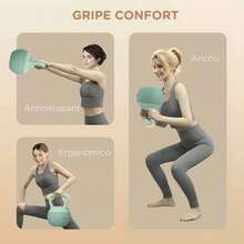 SPORTNOW Pesa Rusa 10 kg Kettlebell Relleno de Arena Metálica y Mango Antideslizante para Entrenamiento Culturismo en Casa Gimnasio Verde - Verde - Ver 2