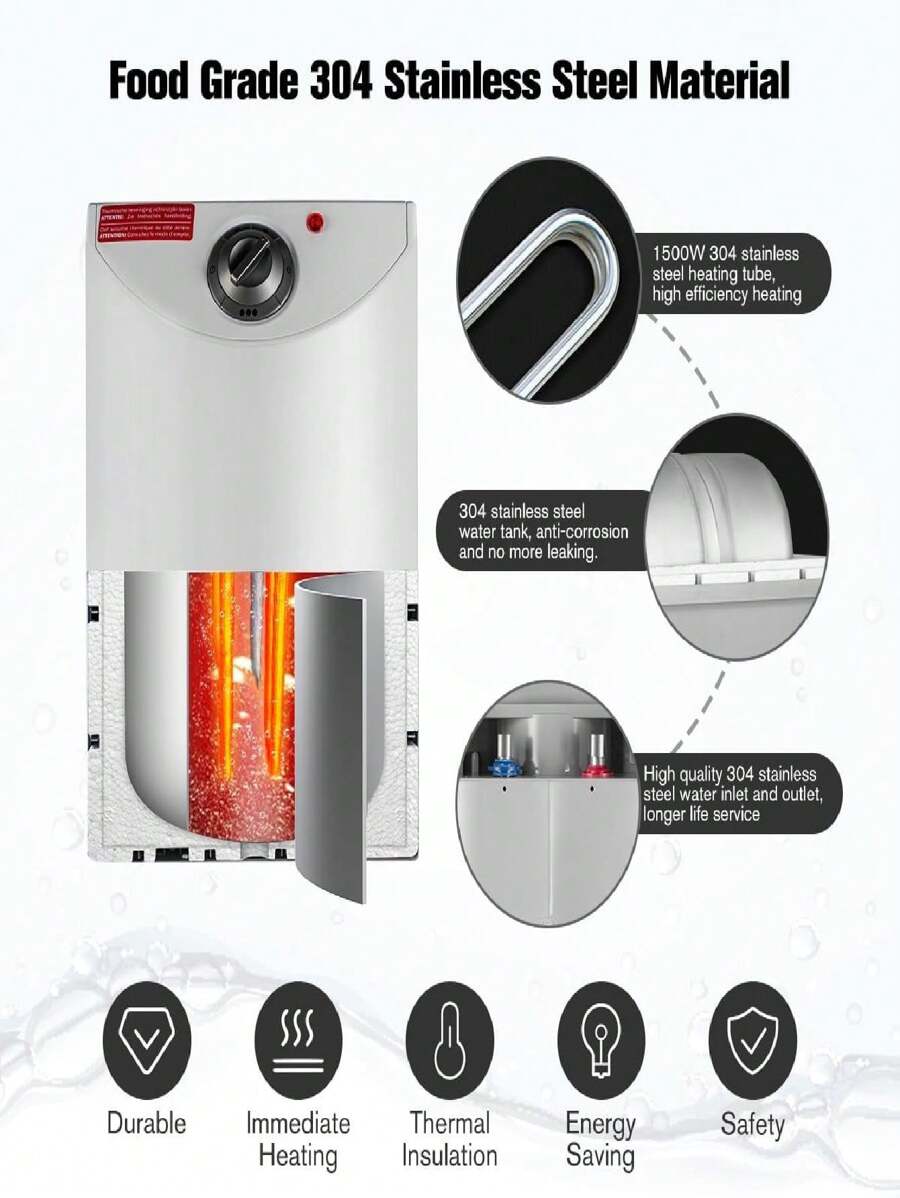 Thermoflow Electric Mini Tank Water Heater, 4.0 Gallon 120V Corded