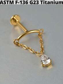 1PC Cubic Zirconia Dangle G23 Solid Titanium Cartilage Earrings Stud 16G Internally Threaded Chain Cz Flower Helix Ear Tragus Piercing Jewelry