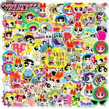 THE POWERPUFF GIRLS 飞天小女警 100 张可爱贴纸，回到学校卡哇伊乙烯基防水卡通飞行女警女孩贴纸，适用于水瓶行李箱笔记本电脑便笺簿滑板，卡通贴纸包，适合儿童青少年成人 [官方授权] - 彩色 - 查看 1