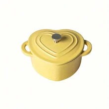 1 pieza Olla de hierro fundido esmaltada con forma de corazón de 10 cm, olla para leche antiadherente, olla para sopa, olla para guiso para uso doméstico