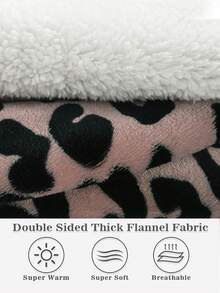 1 Pcs Sherpa Wearable Blanket Hoodie, Oversized Sherpa Fleece Sweatshirt Blanket With Giant Hood Pocket And Sleeves For Adult, Warm & Cozy Blanket Gifts For Women - 豹 - 查看 5