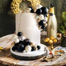 32 pièces Boules de décoration de gâteau, lot de sélection de gâteau à boule, boules de perle colorées pour décoration de gâteau, inserts pour cupcakes, décoration de gâteau pour thème de fête d'anniversaire, cadeau de mariage, décoration de gâteau