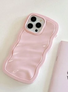 淡粉色二合一纯色波浪纹防摔保护套兼容IPhone15 ProMax 15Pro 15plus 14Promax 14Pro 14plus 13Promax 13Pro 12 11 XR苹果手机壳 - 粉色 - 查看 8