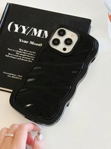 淡粉色二合一纯色波浪纹防摔保护套兼容IPhone15 ProMax 15Pro 15plus 14Promax 14Pro 14plus 13Promax 13Pro 12 11 XR苹果手机壳 - 粉色 - 查看 5