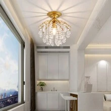 American Style Restaurant Crystal Hallway Corridor Entryway Modern Minimalist Pendant Light Staircase Entrance Small Ceiling Light Fixture Without Bulbs - Gold - View 8