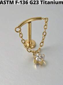 1PC Cubic Zirconia Dangle G23 Solid Titanium Cartilage Earrings Stud 16G Internally Threaded Chain Cz Flower Helix Ear Tragus Piercing Jewelry