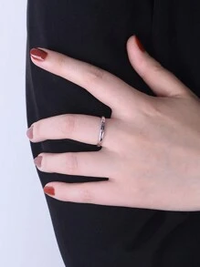 1 件 S925 纯银彩色方晶锆石几何六角星形戒指，女士时尚珠宝 - 白色 - 查看 6