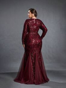 Plus Size Mother Of The Bride Dresses - Burgundy - View 2