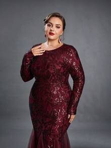 Plus Size Mother Of The Bride Dresses - Burgundy - View 7