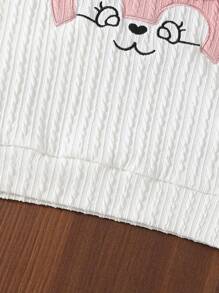 2 件套年轻女孩休闲可爱狐狸印花上衣和粉色运动裤套装，秋季 - 粉色 - 查看 6
