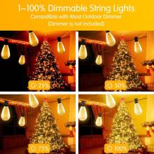 S14 LED Patio Light, 100 Feet Outdoor String Light With 24 Vintage Edison Bulbs, Linked Outdoor String Light For Porch, Backyard Cafe. - 黑色 - 查看 6