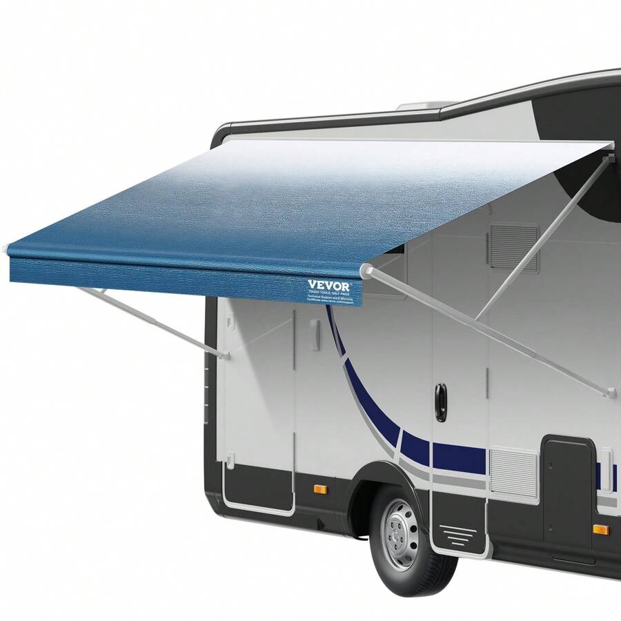 RV Awning Fabric Replacement  12 2  Fabric Length For 13  Awning  Heavy Duty 3-Ply 16oz PVC Camper Awning Fabric  Waterproof & UV Protection Outdoor Canopy For RV  Trailer  Motorhome  Blue Fade - 藍色 - 查看 1