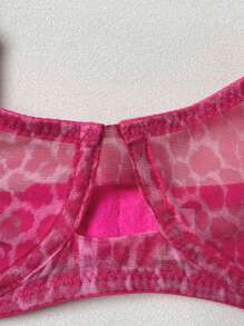 Conjunto de lencería sexy de mujer con estampado de leopardo y rayas, transparente y romántico, ideal para salir de fiesta - Rosa Fucsia - Ver 9