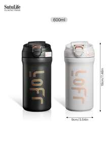 1 pieza, Vaso de viaje de acero inoxidable de 600ml, apto para bebidas frías y calientes, crema. Gran regalo para la vajilla, artículos de cocina, útiles escolares, accesorios de viaje en verano e invierno 2025 Vuelta al cole