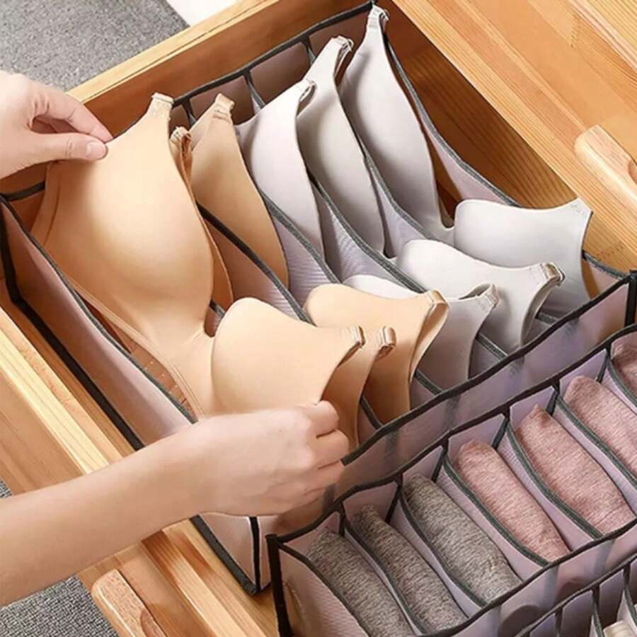 胸罩收纳盒 帆布抽屉 内衣 万圣节装饰 万圣节服装 秋季装饰 节日装饰 - 灰色 - 查看 1