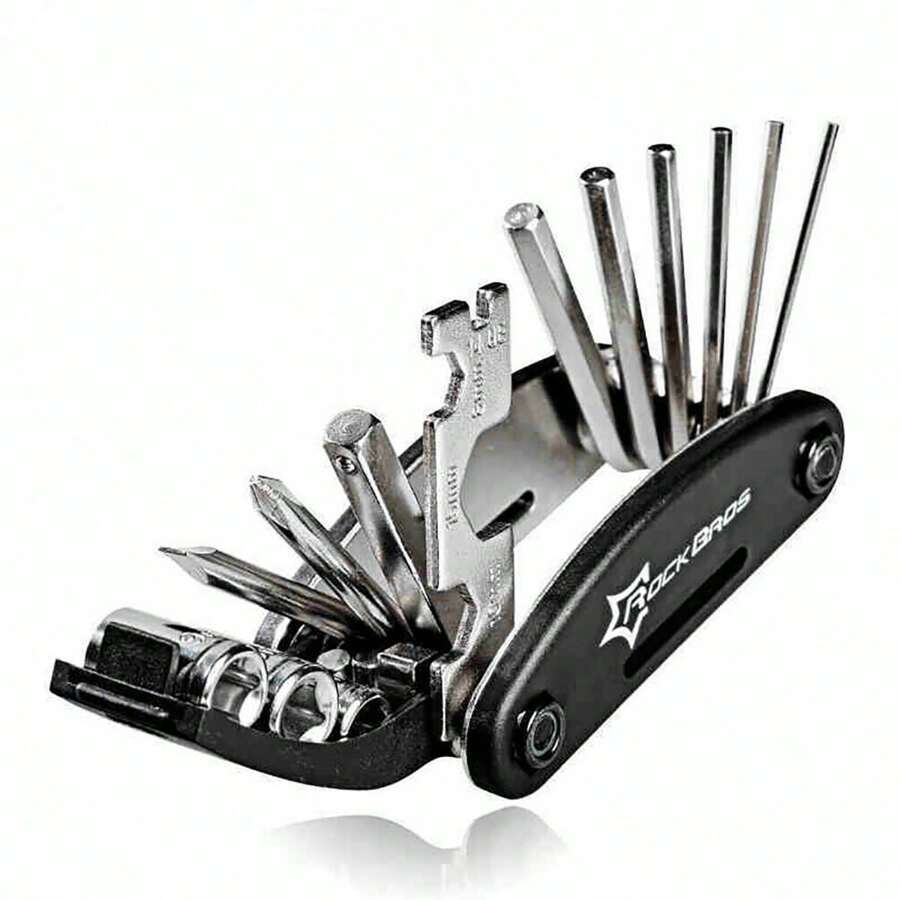 ROCKBROS Bicycle Repair Combination Tool Multifunctional Folding Kit Black Gj1601 Bicycle Multifunctional Tool 16-In-1 Folding Repair Kit Black - Black - View 1