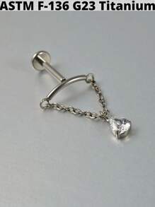 1PC Cubic Zirconia Dangle G23 Solid Titanium Cartilage Earrings Stud 16G Internally Threaded Chain Cz Flower Helix Ear Tragus Piercing Jewelry