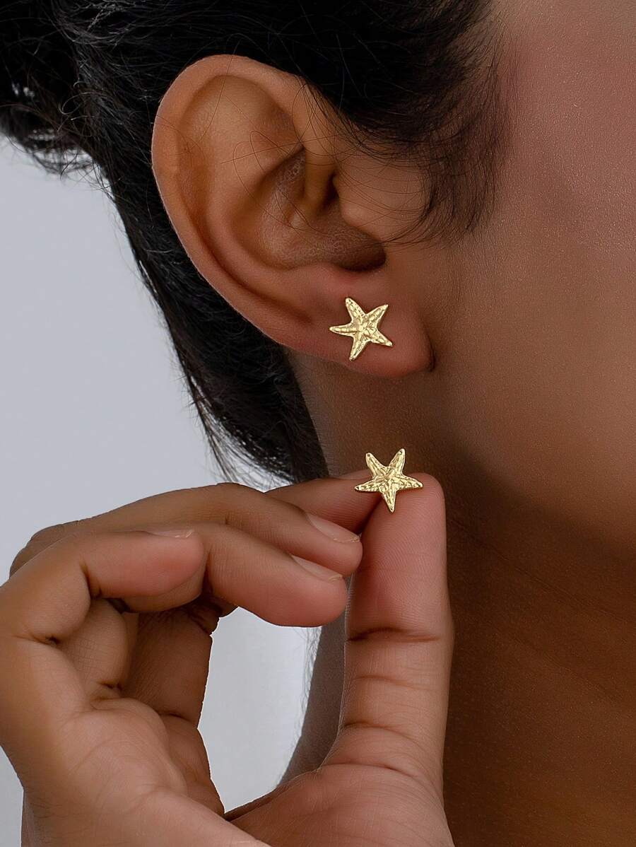 1 Paar modische, elegante, zarte Ohrstecker mit Seestern-Motiv