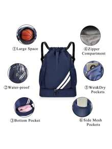 SEYATULLH Mochila deportiva con bolsillo con cordón, cierre de cremallera, gran capacidad, diseño de separación húmeda y seca, bolsa para yogur y fitness al aire libre