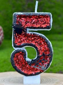 1 pieza Decoración de tarta con vela tope con araña y borde de telaraña rojo para cumpleaños, decoración de habitación, regalos, velas de cumpleaños, decoraciones de cumpleaños, feliz cumpleaños, velas de tarta, decoración de habitación para graduación