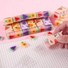 6pcs Random Creative Fruit-Filled Erasers, Assorted Fruit Scented Mini PVC Erasers For Office, School, And Daily Use - Multicolor - View 2